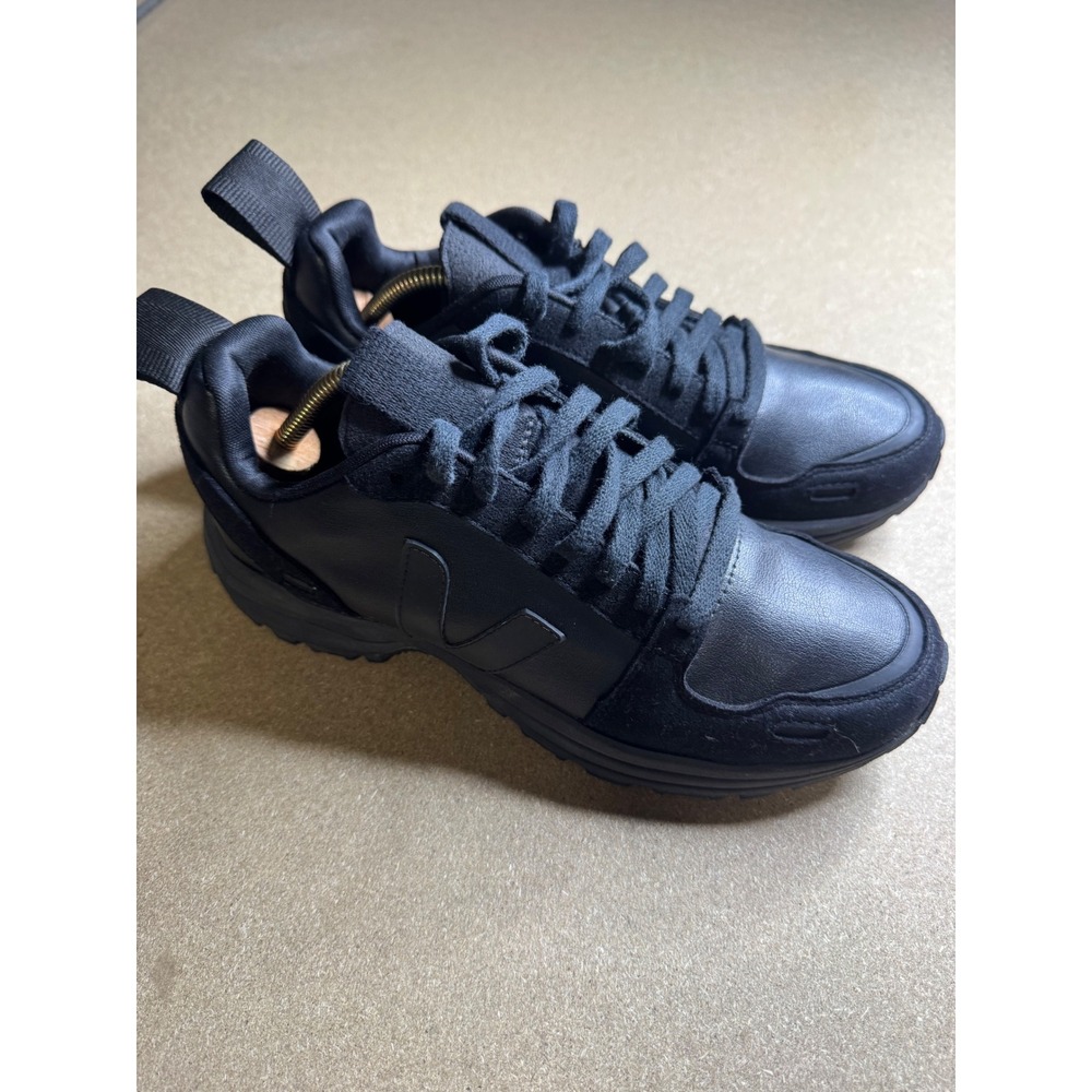 Rick Owens x Veja Hiking Sneakers Triple Black Leather Suede Shoes EU 40 US 9